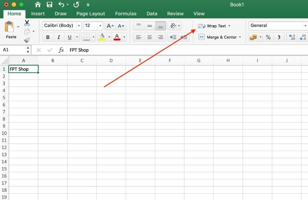 Bật tính năng Wrap Text trong Excel trên MacBook