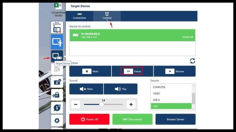 Các chức năng điều khiển trên phần mềm MultiPresenter