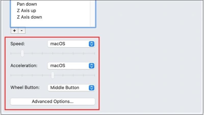 Các tùy chọn cài đặt nâng cao trong phần mềm hỗ trợ để tối ưu hiệu suất chuột Bluetooth khi kết nối với MacBook