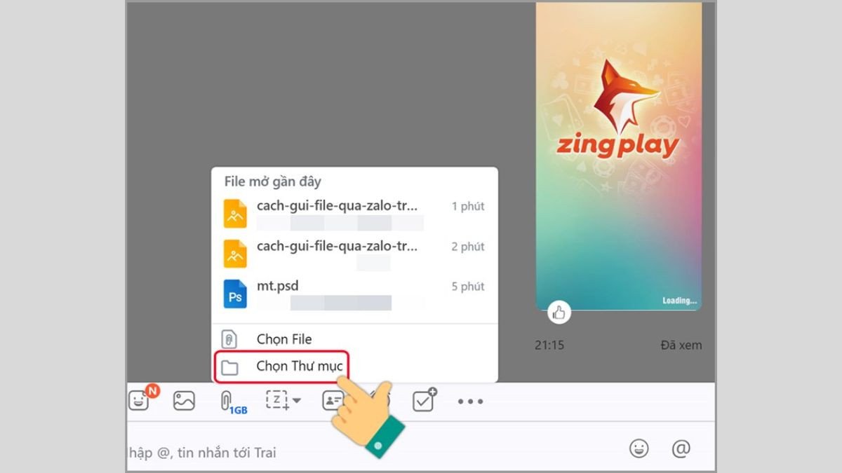Cách chọn thư mục chứa PowerPoint để gửi qua Zalo trên MacBook