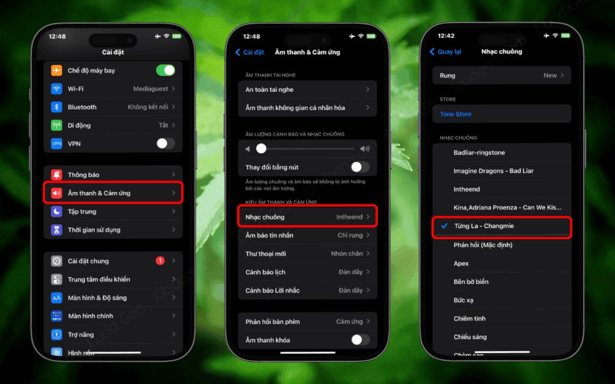 Cài đặt nhạc chuông trên iPhone sau khi đã chuyển từ 3uTools trên MacBook, đơn giản và nhanh chóng.