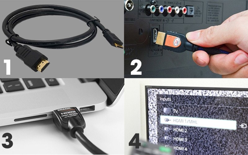 Cắm dây cáp HDMI trực tiếp từ MacBook vào cổng tivi