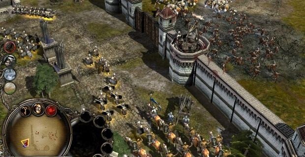 Cảnh chiến đấu trong Lord of the Rings Online, với nhân vật đang đối đầu kẻ thù, thể hiện thế giới Trung Địa.