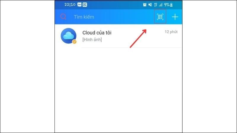 Chọn biểu tượng mã QR trên ứng dụng Zalo điện thoại để đăng nhập MacBook