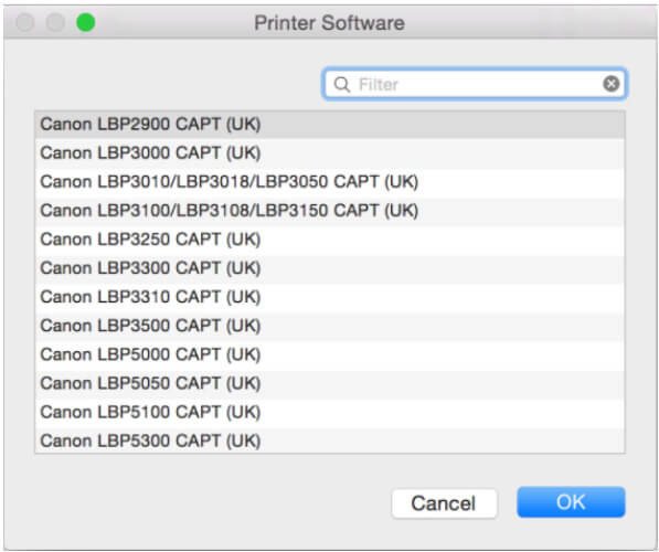 Chọn driver máy in Canon LBP6030w cho Macbook