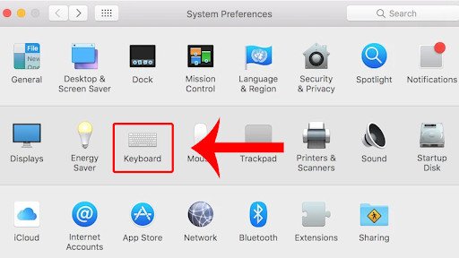 Chọn Keyboard trong System Preferences để cài gõ tiếng Việt