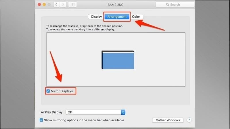 Chọn Mirror Displays để phản chiếu màn hình MacBook lên tivi