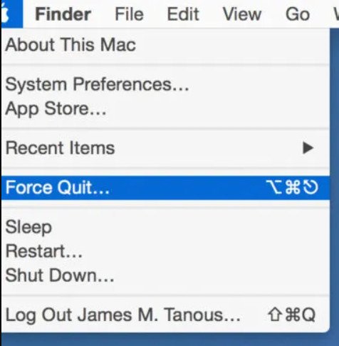 Chọn tùy chọn Force Quit từ menu Apple để buộc thoát ứng dụng