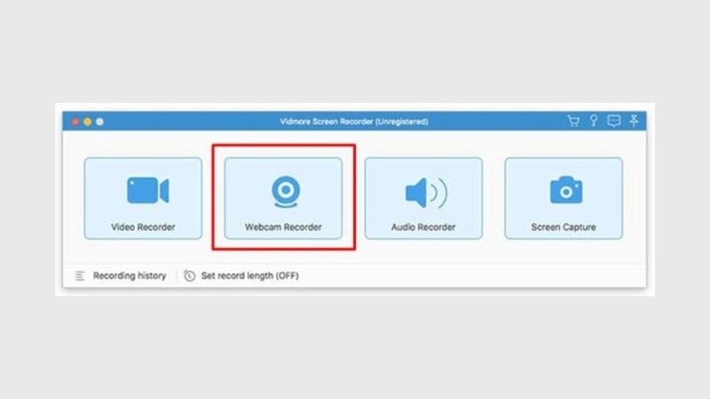 Chọn Webcam Recorder trong Vidmore để ghi lại hoạt động trên màn hình Macbook
