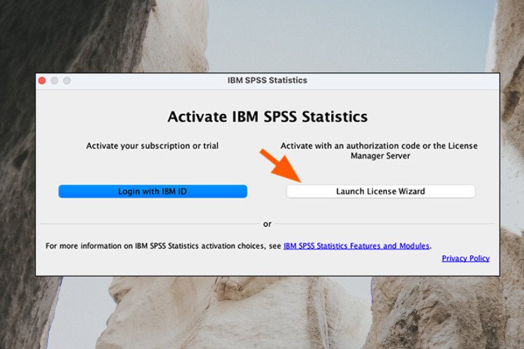 Cửa sổ cấp phép SPSS hiển thị tùy chọn Launch License Wizard
