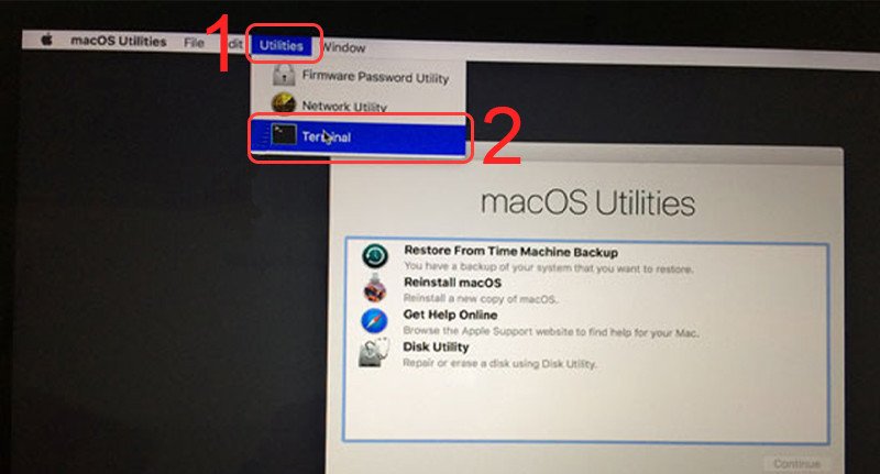 Cửa sổ Terminal được mở để đặt lại mật khẩu khi quên mật khẩu MacBook Pro
