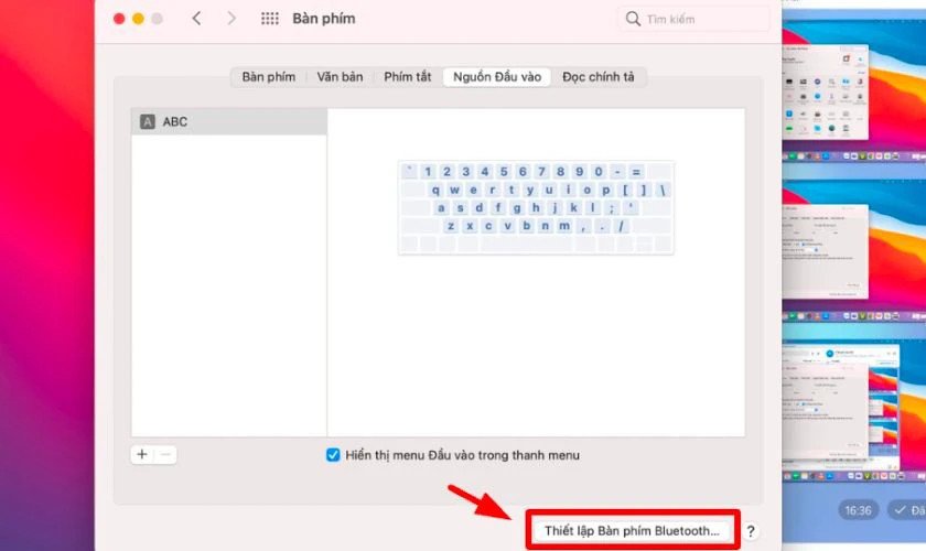 Cửa sổ thêm nguồn đầu vào để chọn bàn phím tiếng Đức cho MacBook
