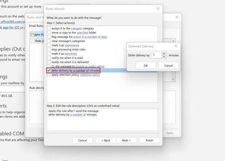 Đặt thời gian trì hoãn gửi email trong Outlook trên MacBook