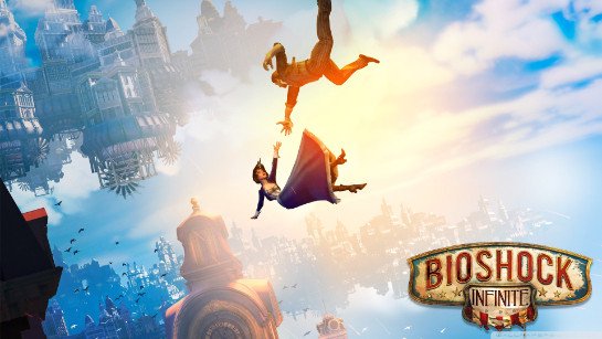 Game BioShock Infinite với cảnh chiến đấu trong thành phố bay, tượng trưng cho lý thuyết hỗn mang và đa vũ trụ.