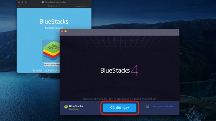 Giao diện cài đặt BlueStacks trên MacBook, phần mềm từng được dùng để chơi Liên Quân Mobile