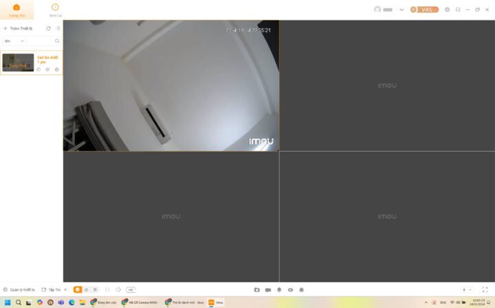 Giao diện phần mềm Imou Client trên MacBook hiển thị hình ảnh camera trực tiếp