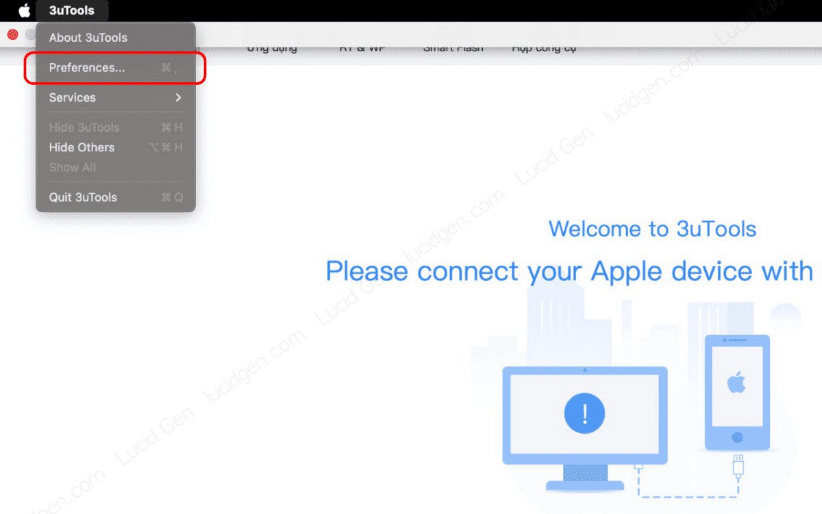 Giao diện Preferences của 3uTools, nơi người dùng có thể tùy chỉnh cài đặt ứng dụng trên MacBook.