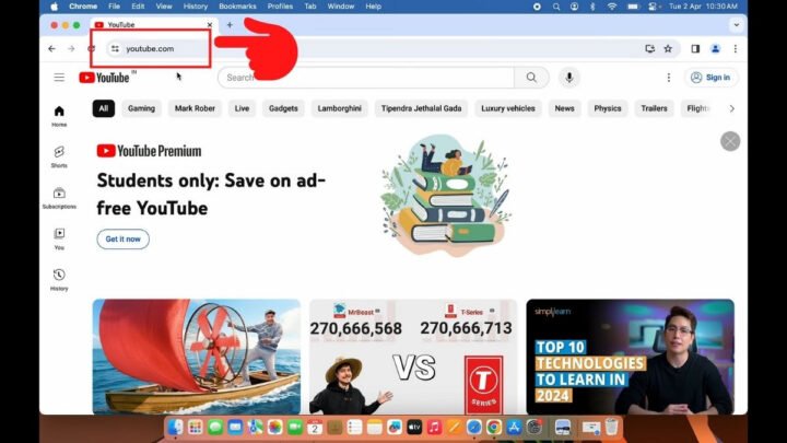 Giao diện YouTube trên trình duyệt Chrome sẵn sàng để cài đặt PWA trên MacBook M1