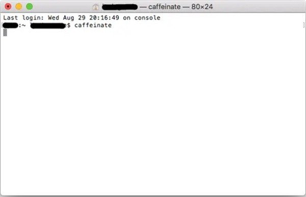 Gõ lệnh 'caffeinate' vào Terminal và nhấn Enter để giữ màn hình MacBook không tắt