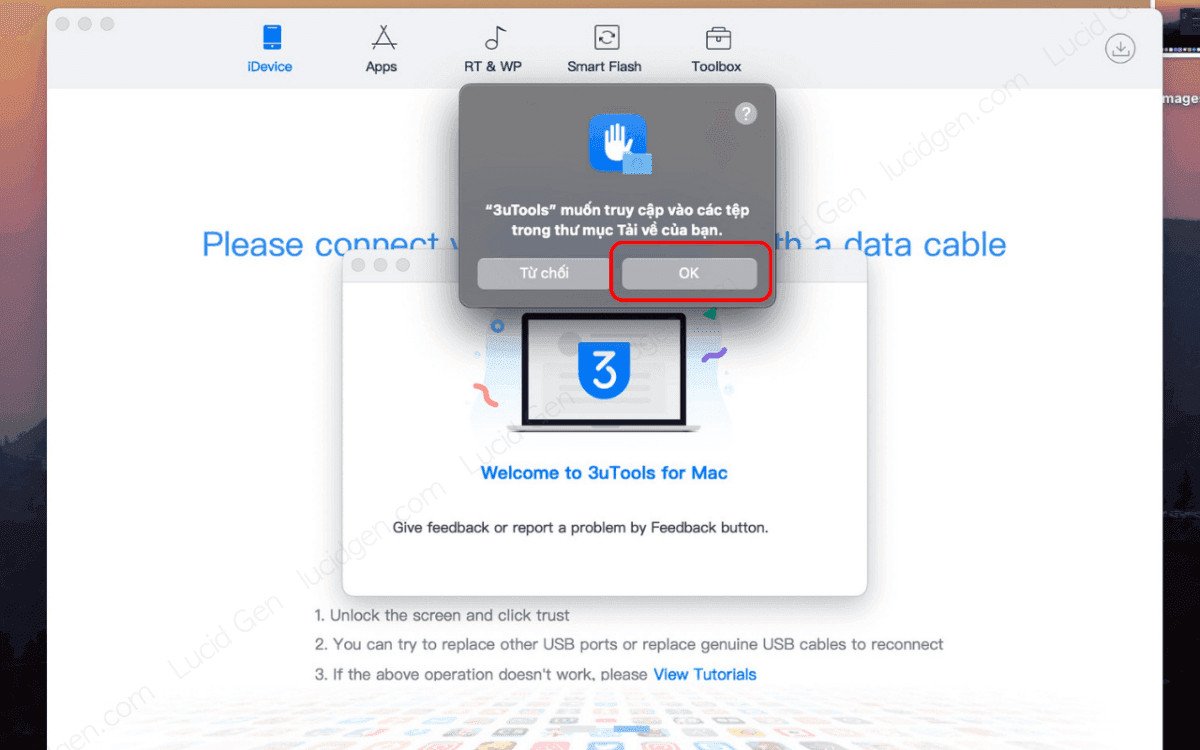 Hoàn tất quá trình cài đặt 3uTools trên MacBook, sẵn sàng sử dụng các tính năng quản lý thiết bị iOS.