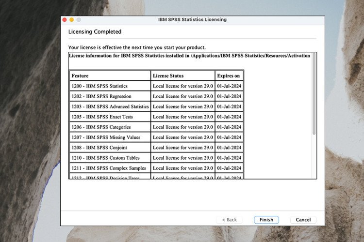 Hoàn tất quá trình kích hoạt giấy phép SPSS trên MacBook
