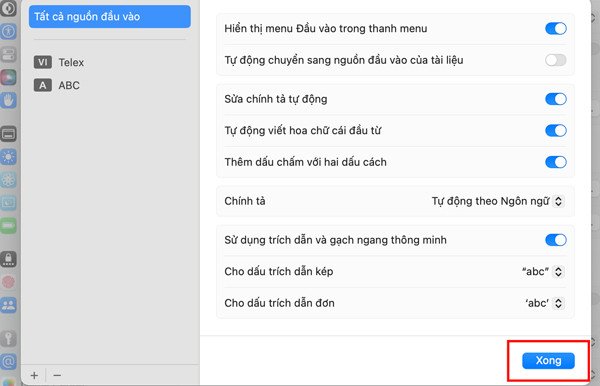 Hoàn tất việc tắt bộ gõ tiếng Việt trên MacBook