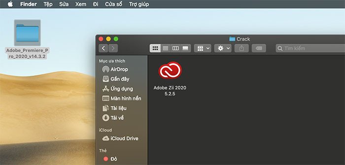 Icon file crack Adobe Premiere Pro, sẵn sàng cho bước kích hoạt trên MacBook
