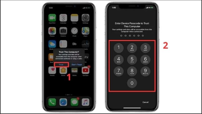 Kết nối iPhone với MacBook bằng cáp và tin cậy thiết bị