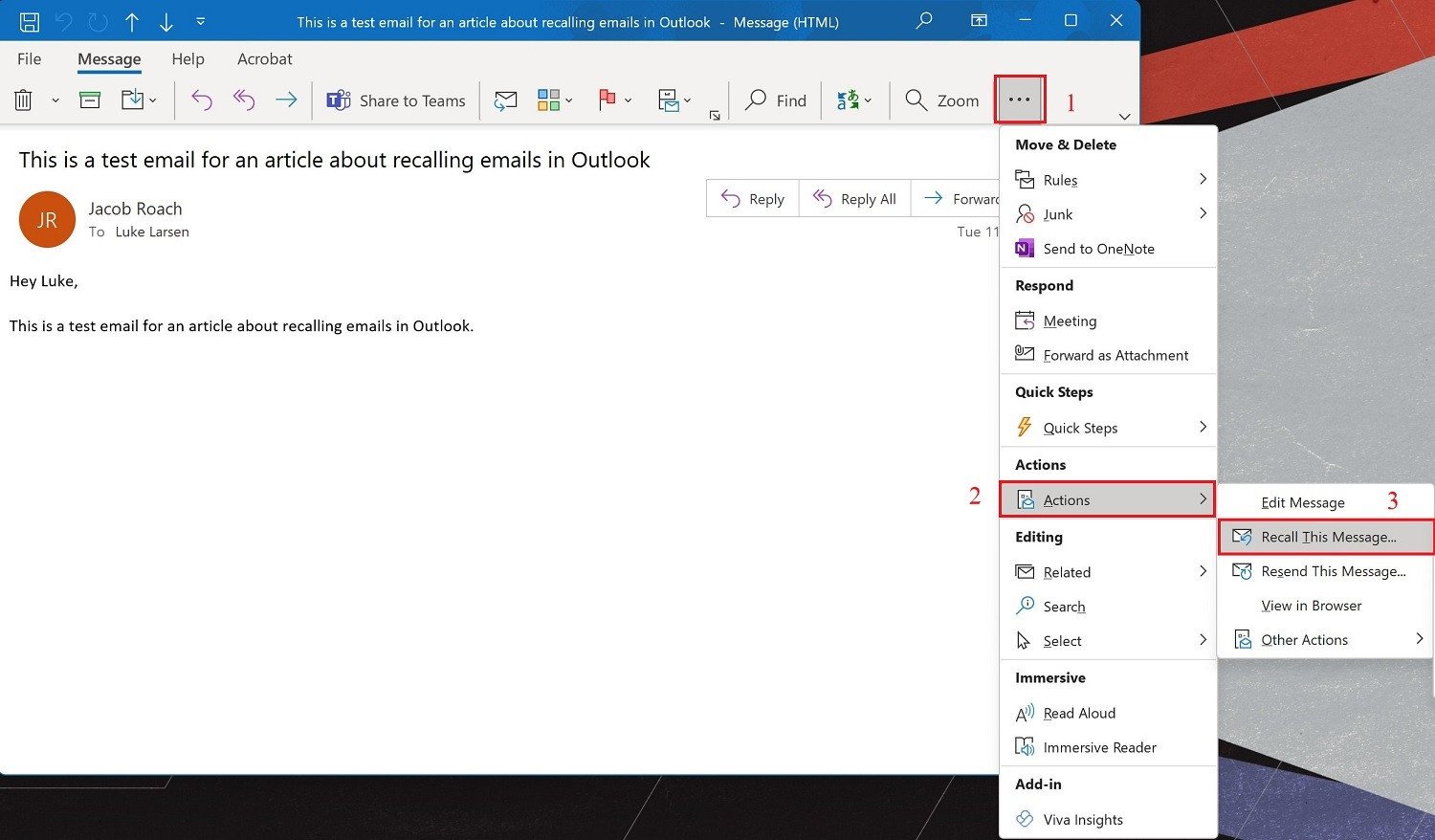 Kích hoạt tùy chọn thu hồi email trong Outlook trên MacBook