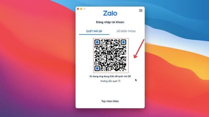 Mã QR đăng nhập Zalo hiển thị trên màn hình MacBook