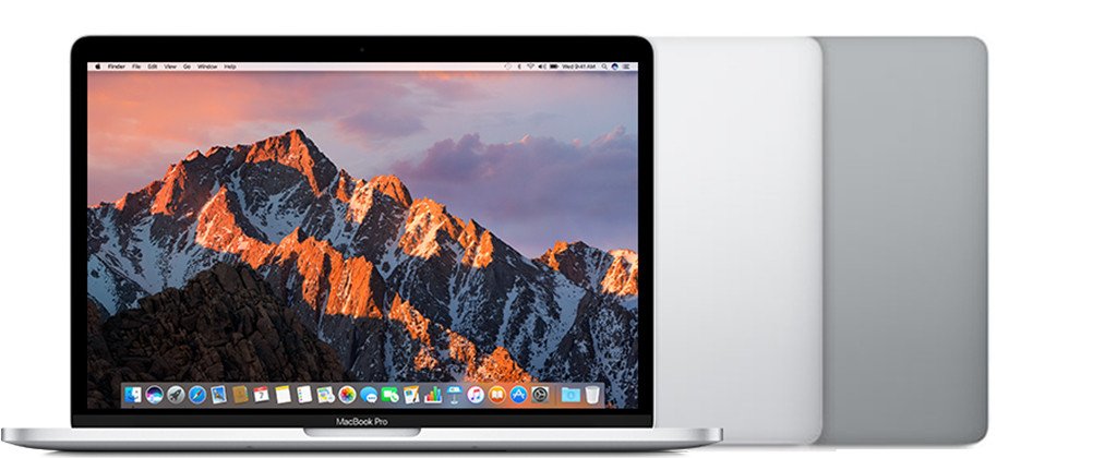 MacBook Pro 13 inch đời 2016 với hai cổng Thunderbolt 3, có màu bạc và xám không gian. Hình ảnh hỗ trợ việc xác định đời máy khi bạn kiểm tra số serial MacBook Pro.
