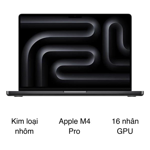 MacBook Pro 14 inch M4 Pro màu đen không gian, một trong những lựa chọn hàng đầu cho các chuyên gia khi tìm kiếm macbook nên mua loại nào với hiệu suất đồ họa cao.