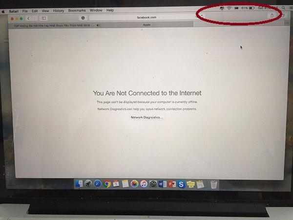 Macbook Pro hiển thị thông báo không có kết nối internet qua wifi