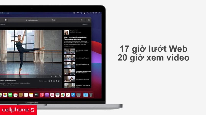 Macbook Pro M1 với thời lượng pin cực kỳ ấn tượng lên đến 20 giờ sử dụng
