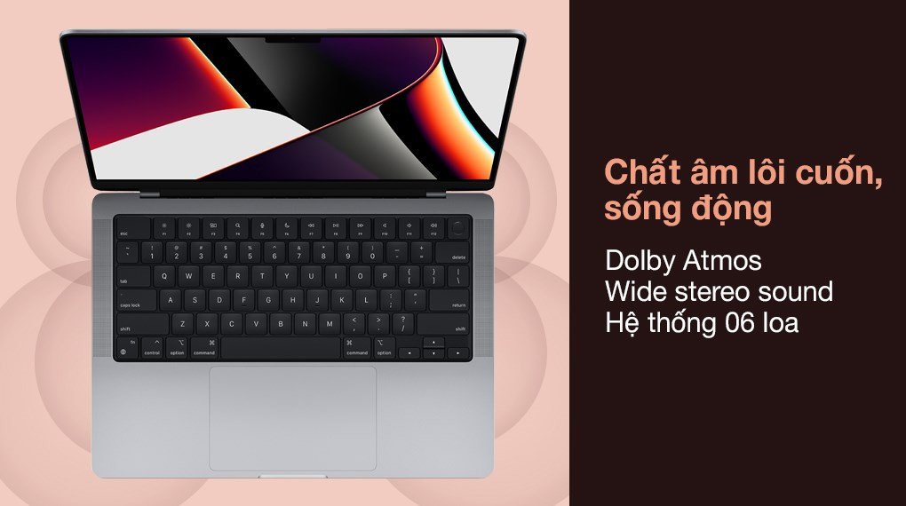 MacBook Pro với màn hình hiển thị dải âm thanh sống động