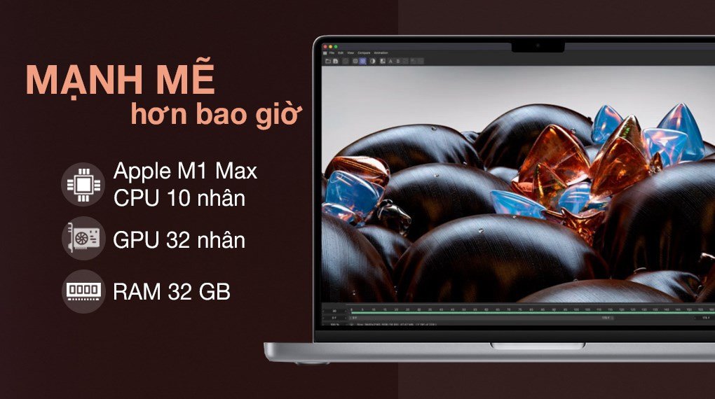 MacBook Pro với màn hình hiển thị kết quả hiệu năng vượt trội