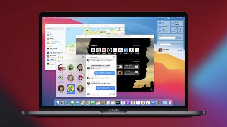 Màn hình MacBook hiển thị giao diện hệ điều hành macOS độc quyền, nhấn mạnh trải nghiệm người dùng đặc trưng của Apple.