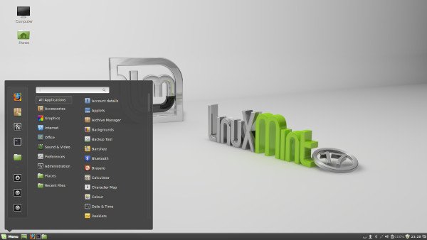 Màn hình MacBook hiển thị giao diện Linux Mint Cinnamon thân thiện