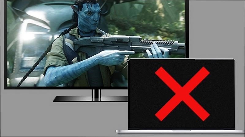 Màn hình MacBook tối đen khi không kích hoạt chế độ hiển thị song song