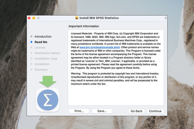 Màn hình "Read Me" trong quá trình cài đặt phần mềm SPSS