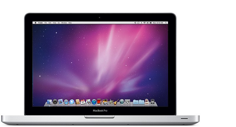 Mặt trước của MacBook Pro 13 inch, phiên bản đầu năm 2011. Hình ảnh trực quan này giúp người dùng nhận biết mẫu máy khi cần kiểm tra số serial MacBook Pro.