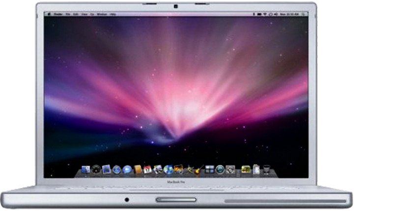 Mặt trước của MacBook Pro 15 inch, ra mắt vào đầu năm 2008. Hình ảnh này giúp bạn dễ dàng nhận diện và kiểm tra số serial MacBook Pro cho đời máy này.