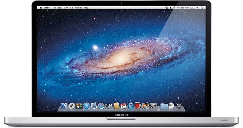 Mặt trước của MacBook Pro 17 inch, phiên bản cuối năm 2011. Đây là một trong những mẫu MacBook Pro có màn hình lớn nhất, cần kiểm tra số serial MacBook Pro để xác định chính xác thông số.