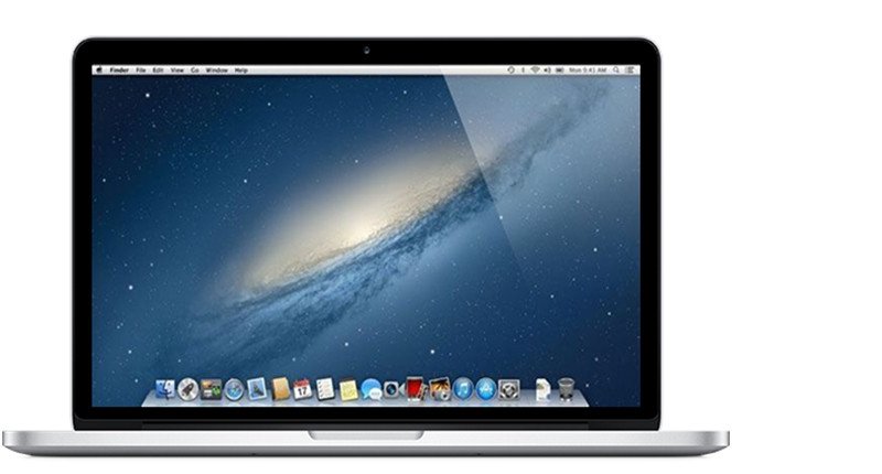 Mặt trước của MacBook Pro Retina 13 inch, phiên bản đầu năm 2013. Hình ảnh mô tả thiết kế của một trong những mẫu Retina sớm nhất, cần thiết khi bạn kiểm tra số serial MacBook Pro.