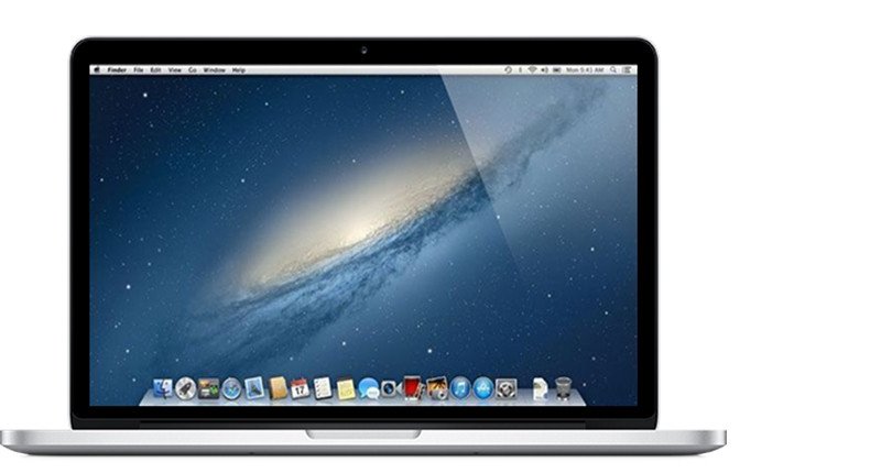 Mặt trước của MacBook Pro Retina 13 inch, ra mắt vào cuối năm 2012. Đây là một trong những mẫu MacBook Pro Retina đầu tiên, việc kiểm tra số serial MacBook Pro sẽ giúp xác định chính xác phiên bản này.