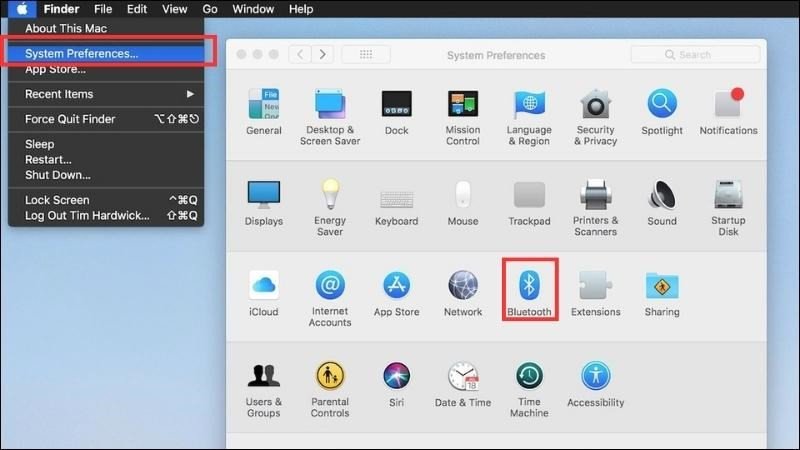 Mở cài đặt Bluetooth trên MacBook để tìm và kết nối chuột Bluetooth Logitech