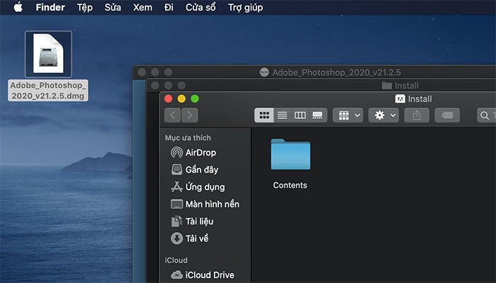Mở thư mục 'Contents' để tiếp tục cài đặt Photoshop trên MacBook
