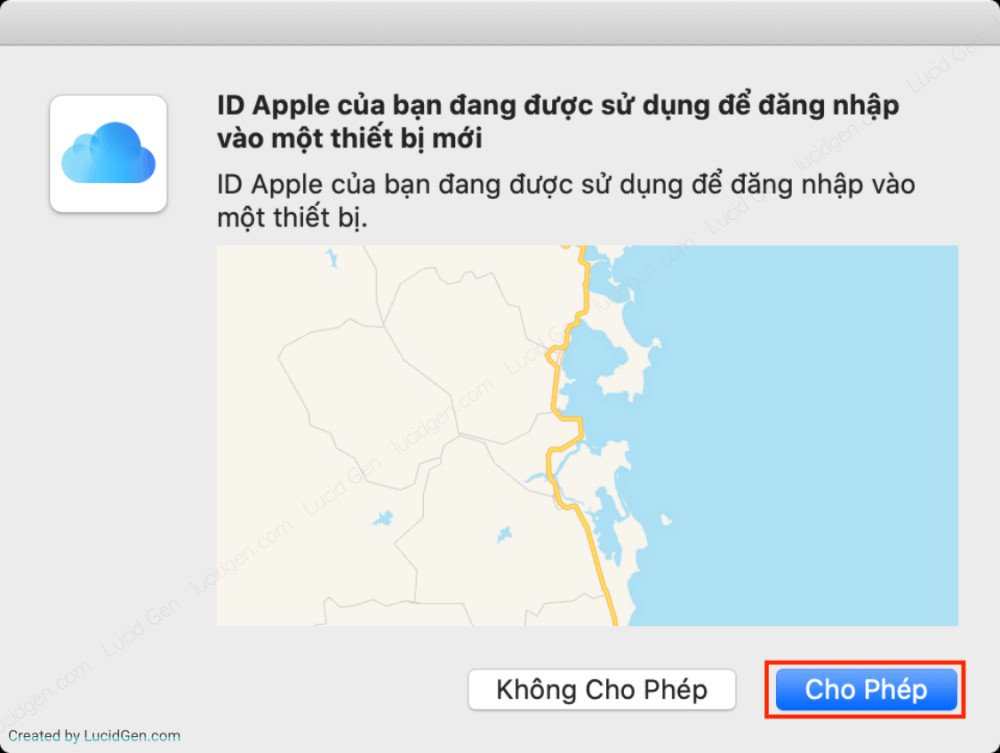 Nhấn 'Cho phép' trên thiết bị để nhận mã xác minh đăng nhập Apple ID