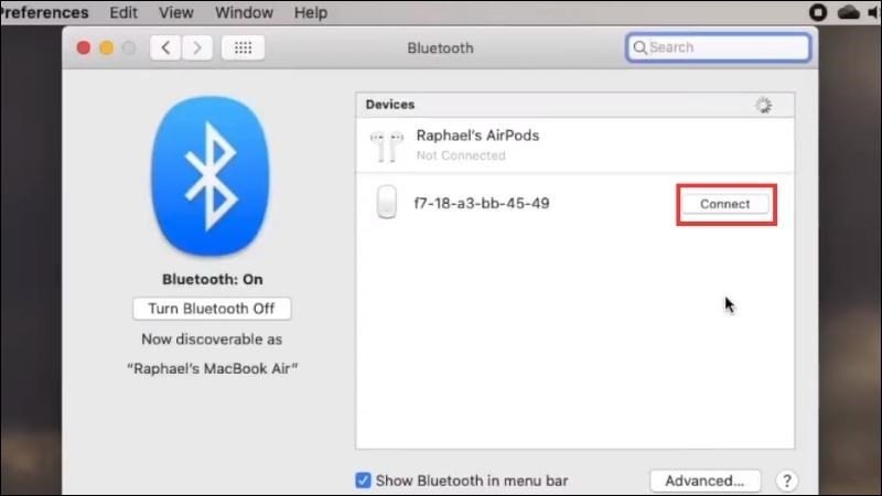 Nhấn "Connect" để hoàn tất kết nối chuột Bluetooth Microsoft với MacBook của bạn một cách nhanh chóng
