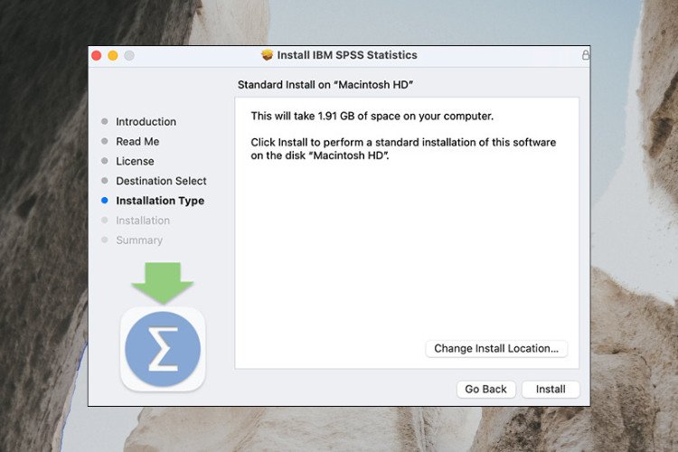 Nhấn Install để bắt đầu quá trình cài đặt phần mềm SPSS